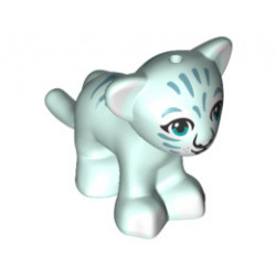 Lion / Tiger, Friends / Elves, Cub with Dark Azure Eyes, White Nose, White Paws and Metal Blue Stripes Pattern: {аквамарин}
