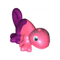 Chameleon, Friends / Elves with Black, Medium Azure and White Eyes, Metal Pink Head Markings and Marbled Magenta Pattern: {пъстро коралов}