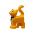 Cat, Standing with Black Eyes, White Muzzle and Chest, Bright Pink Nose, Blue Collar with Gold Tag Pattern (Sox): {огнено жълто-оранжев}