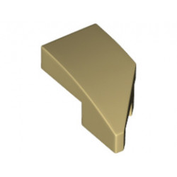 Лява плочка 1X2 с дъга, 45 градуса, изрязана: {тухлено жълт}
