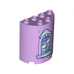 Cylinder Half 2 x 4 x 4 with Curved Lattice Window and Snowflakes Pattern: {лавандулов}