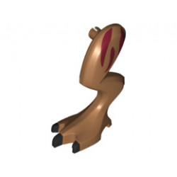 Dinosaur Leg Large (Rear) Gallimimus Left with Pin, Black Claws and Dark Brown Stripes Pattern: {умерен нуга}