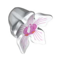 Minifigure, Headgear Hood with 5 Large Petals and Bright Pink and Dark Pink Orchid Flower Pattern: {бял}