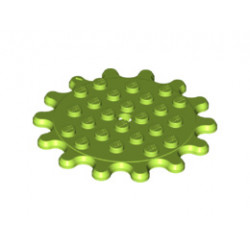 Plate, Round 6 x 6 with 14 Gear Teeth / Flower Petals: {ярко жълто-зелен}