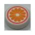 Tile, Round 1 x 1 with Coral Bacteria / Virus with Face on Lavender Background Pattern: {бял}