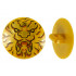 Minifigure, Shield Round with Rounded Front with Black and Gold Ninjago Lion Head Pattern: {топло златист}