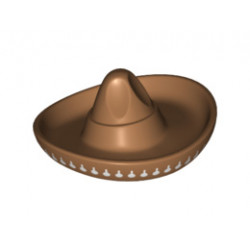 Minifigure, Headgear Hat, Mexican Sombrero with White Maracas Trim Pattern: {умерен нуга}