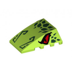Wedge 4 x 4 No Studs with Red Eyes and Dark Green Scales and Nose Pattern: {ярко жълто-зелен}