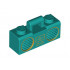 Minifigure, Utensil Radio Boom Box with Handle with Gold Sound Wave Display and Rimmed Speakers Pattern: {ярко синьо-зелен}