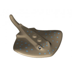Manta Ray / Stingray with Two Studs with Eyes and Medium Blue Dots Pattern: {пясъчно жълт}