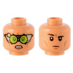 Minifigure, Head Dual Sided SW Silver Visor, Lime Lenses, Cheek Lines, Open Mouth Grimace / Black Eyebrows, One Raised Pattern - Hollow Stud : {нуга}
