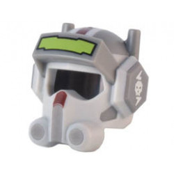 Minifigure, Headgear Helmet SW Raised Visor, Antennas, and Ear Covers with Molded Light Bluish Gray Front and Sides, Lime Eyepiece, Dark Red Stripe, and White Skull Pattern : {тъмно каменно сив}
