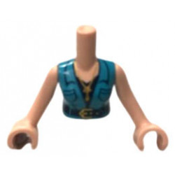 Torso Mini Doll Friends Medium Azure Sleveless Shirt, Dark Blue Top, Belt with Gold Buckle and Necklace with Star Pattern, Light Nougat Arms with Hands : {светло нуга}