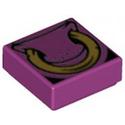 Tile 1 x 1 with Groove with Bull Nose and Gold Ring Pattern: {ярко червеникаво-виолетов}