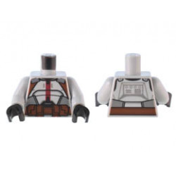 Torso SW Armor with Reddish Brown Straps and Belt, Dark Bluish Gray Panels, Dark Red Stripe Pattern / Light Bluish Gray Arms / Black Hands : {умерено каменно сив}