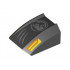Slope, Curved 2 x 2 Lip with Orange and Yellow Headlights, Silver Scratches and Jurassic World Logo Pattern: {черен}