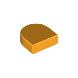 Плоска плочка 1X1, 1/2 кръг: {огнено жълто-оранжев}