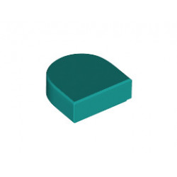 Плоска плочка 1X1, 1/2 кръг: {ярко синьо-зелен}