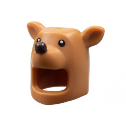 Minifigure, Headgear Head Cover, Costume Reindeer with Hole for Pin, Black Eyes, and Dark Brown Nose Pattern: {умерен нуга}