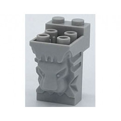 Brick, Modified 2 x 3 x 3 with Cutout and Lion Head - 4 Hollow Studs and 2 Solid Studs: {умерено каменно сив}