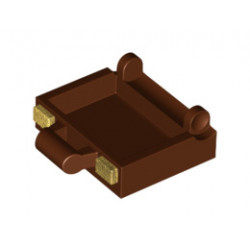 Minifigure, Utensil Suitcase Base with Gold Clasps Pattern: {червеникаво-кафяв}