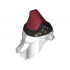 Minifigure, Hair Combo, Hat with Hair, Long and Wavy with Dark Red Pointed Hat, Black Band and Gold Stars Pattern: {бял}