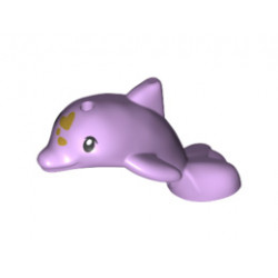 Dolphin Baby, Friends, Jumping with Black Eyes and Gold Spots Pattern: {лавандулов}