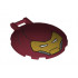 Dish 6 x 6 Inverted - No Studs with Handle with Gold Iron Man Mask with White Eye Slits Pattern: {нов тъмно червен}