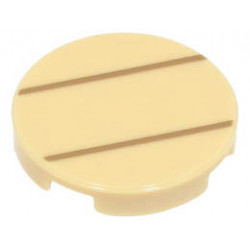 Tile, Round 2 x 2 with Bottom Stud Holder with 2 Dark Tan Lines Pattern (Lemmy Shell): {тухлено жълт}