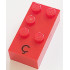 Brick, Braille 2 x 4 with 5 Studs with Black Capital Letter C with Cedilla (Ç) Pattern (dots-12346 ⠯) (French with Antoine Numbers): {ярко червен}
