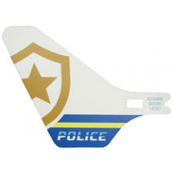 Plastic Tail for Flying Helicopter with 'POLICE' and Partial Police Gold Star Badge Pattern on Both Sides: {бял}