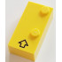 Brick, Braille 2 x 4 with 2 Studs with Black Arrow / Capital Prefix Pattern (dots-46 ⠨): {ярко жълт}