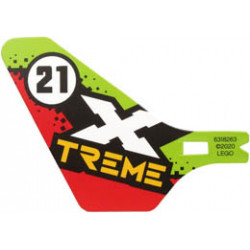 Plastic Tail for Flying Helicopter with 'X TREME' and '21' in Circle on Lime and Red Background Pattern on Both Sides: {неопределен}