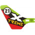 Plastic Tail for Flying Helicopter with 'X TREME' and '21' in Circle on Lime and Red Background Pattern on Both Sides: {неопределен}