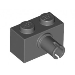 Тухличка 1X2 с хоризонтална щракалка (*) с долен държач за стъд: {тъмно каменно сив}