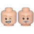Minifigure, Head Dual Sided Dark Tan Eyebrows, Chin Dimple, Blue Milk Stains, Open Mouth Smile and Wink / Sad Pattern (SW Luke Skywalker) - Hollow Stud : {светло нуга}