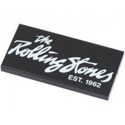 Tile 2 x 4 with the Rolling Stones EST. 1962 Pattern: {черен}