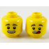 Minifigure, Head Dual Sided Dark Bluish Gray Eyebrows, Light Bluish Gray Bushy Moustache, Neutral / Licking Lips Pattern - Hollow Stud: {ярко жълт}