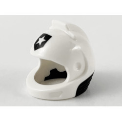 Minifigure, Headgear Helmet Space, City Astronaut with Molded Black Neck Base and Printed Shield with Star (Police Badge Logo) Pattern: {бял}