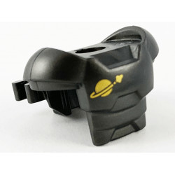 Minifigure Armor Space with Shoulder Protection and 2 Clips with Gold Classic Space Logo Pattern: {титаниево метален}