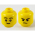 Minifigure, Head Dual Sided Black Eyebrows, Grin / Frown Pattern - Hollow Stud: {ярко жълт}