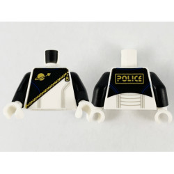 Torso Space Futuron Black Pattern, Gold Zipper and Classic Logo, 'POLICE' on Back / Black Arms / White Hands: {бял}