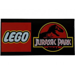 Tile 2 x 4 with LEGO Jurassic Park Logo Pattern: {черен}