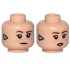 Minifigure, Head Dual Sided Female, Dark Orange Eyebrows, Freckles, Lips, Silver Triangle (Focus) on Sides, Smile / Open Mouth Pattern - Hollow Stud : {светло нуга}