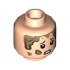 Minifigure, Head Dual Sided Child Female, Black Eyebrows, Dark Tan Mud Drops, Happy / Scared Pattern - Hollow Stud: {светло нуга}