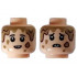 Minifigure, Head Dual Sided Child Male, Black Eyebrows, Dark Tan Mud Drops, Scared / Terrified Pattern - Hollow Stud: {светло нуга}