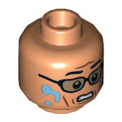 Minifigure, Head Dual Sided, Black Eyebrows, Glasses, Cheek Lines, Water Drops, Scared / Terrified Pattern - Hollow Stud: {нуга}