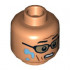 Minifigure, Head Dual Sided, Black Eyebrows, Glasses, Cheek Lines, Water Drops, Scared / Terrified Pattern - Hollow Stud: {нуга}