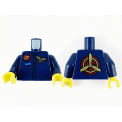 Torso Jumpsuit, Reddish Brown Namebadge with Gold 'JP', Gold Wings Badge and Blue Patch Pattern / Dark Blue Arms / Yellow Hands: {земно син}