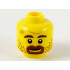 Minifigure, Head Reddish Brown Eyebrows, Goatee, and Stubble, Medium Nougat Scuff Mark, Furrowed Brow, Grin Pattern - Hollow Stud: {ярко жълт}